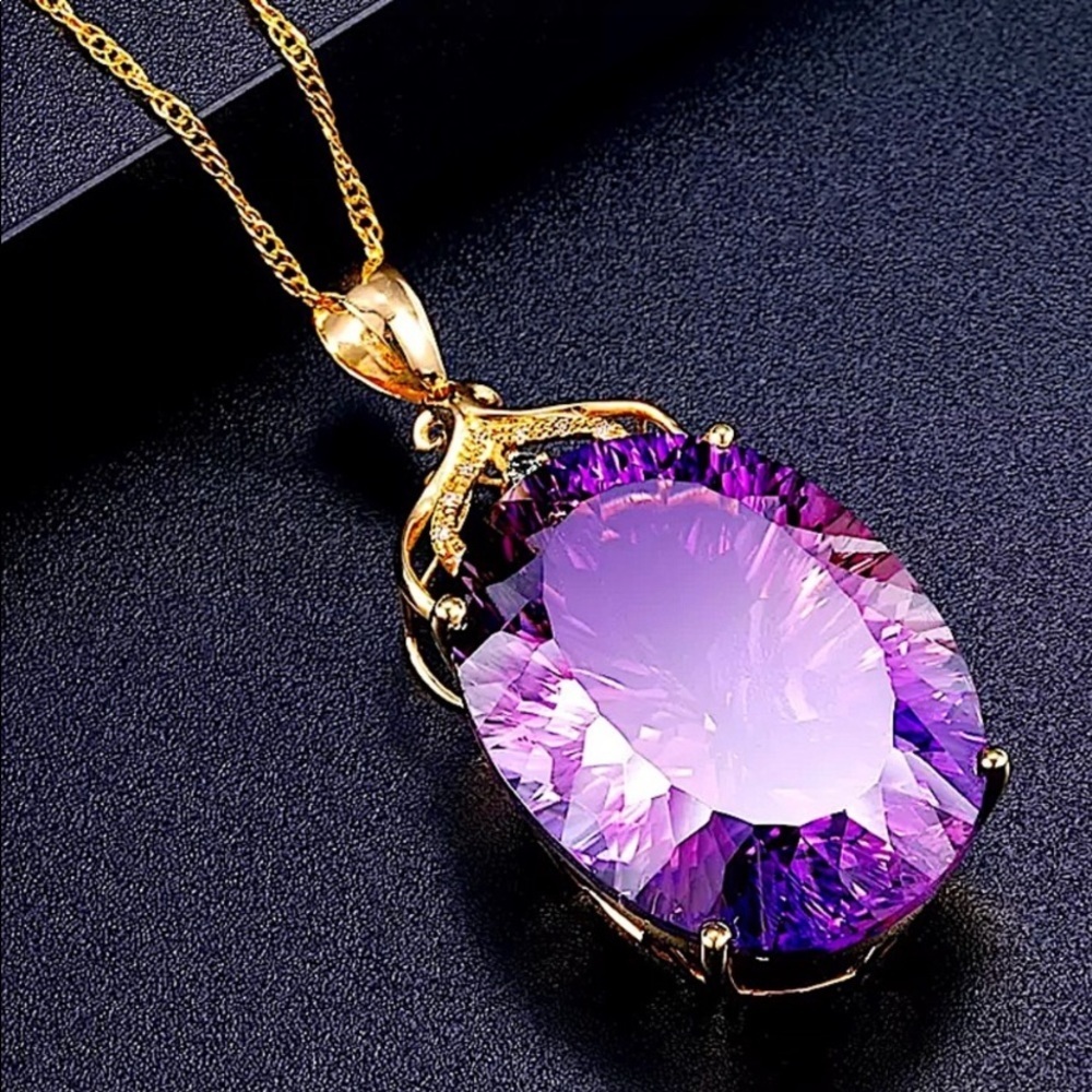 GOLD AMETHYST PENDANT NECKLACE